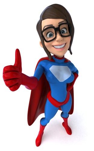 Cartoon super hero giving a thumbs up