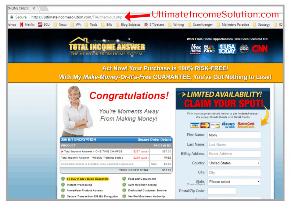 is total income answer a scam