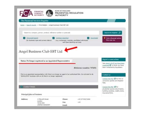 Angel Business Club is not licensed to sell securities